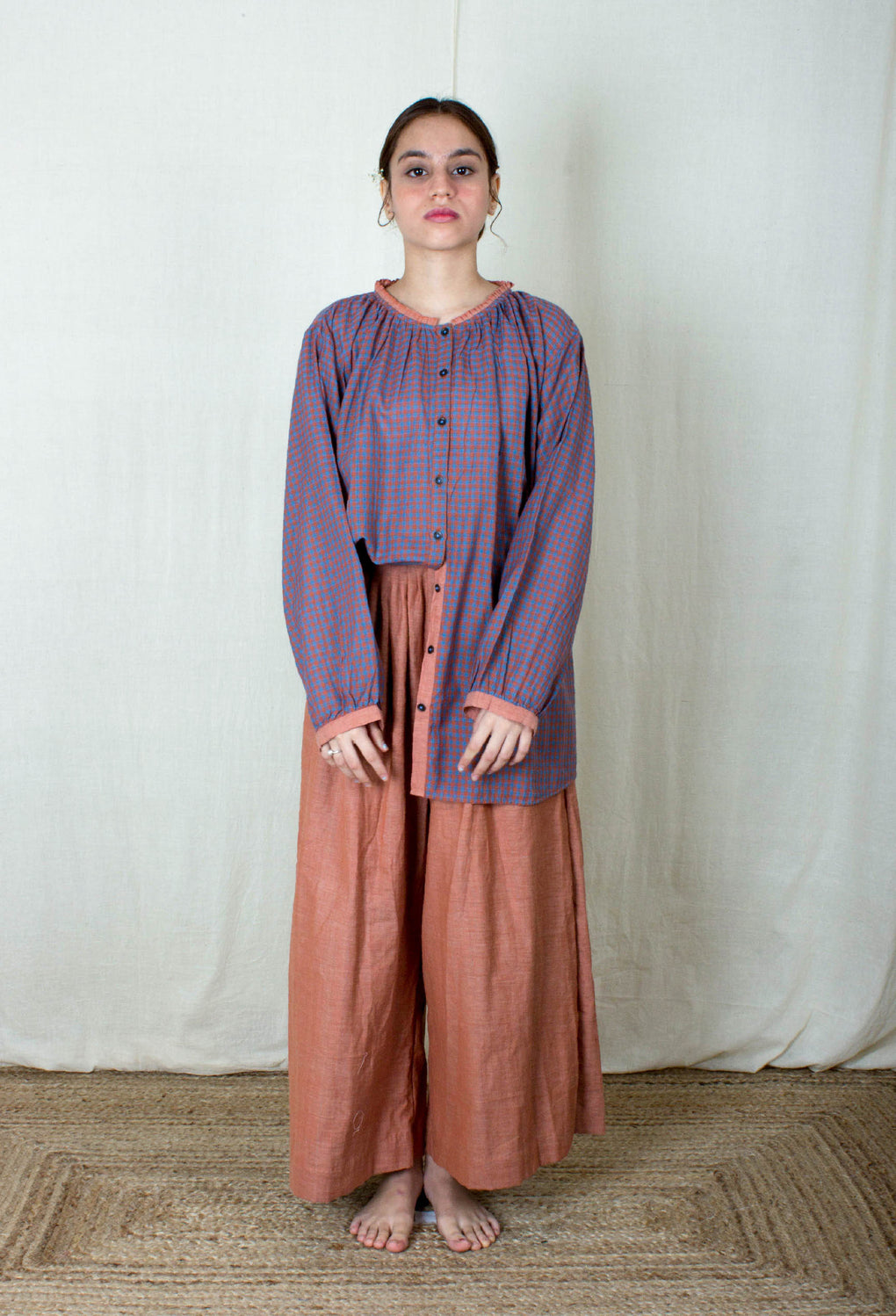 Verdant- Neck Gathered Top / Shirt - Karnam