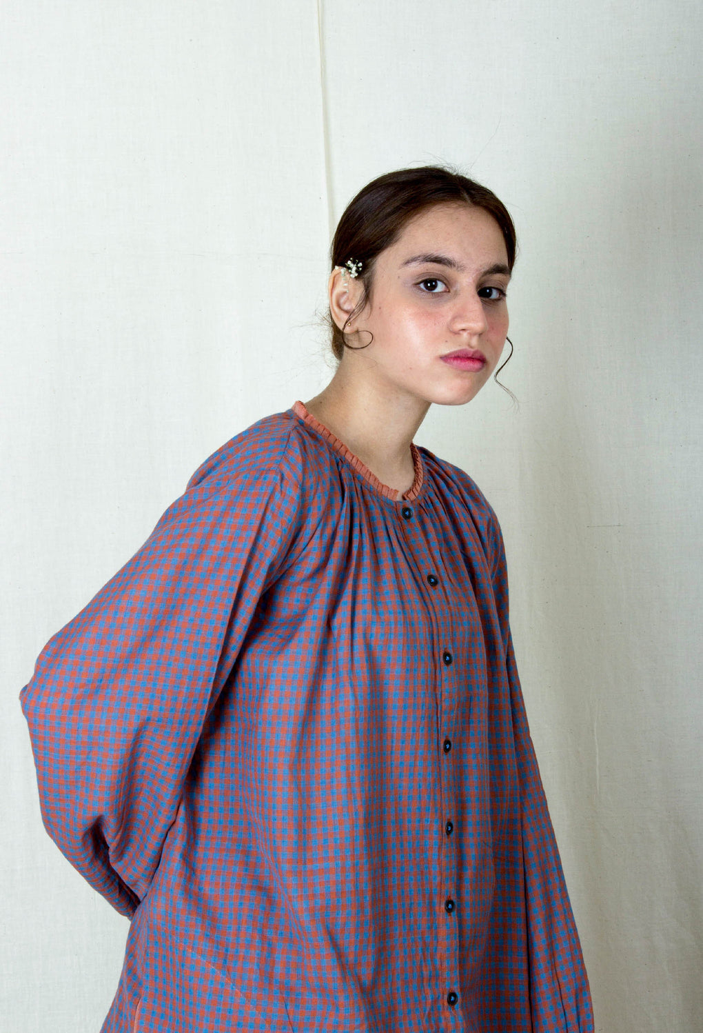 Verdant- Neck Gathered Top / Shirt - Karnam