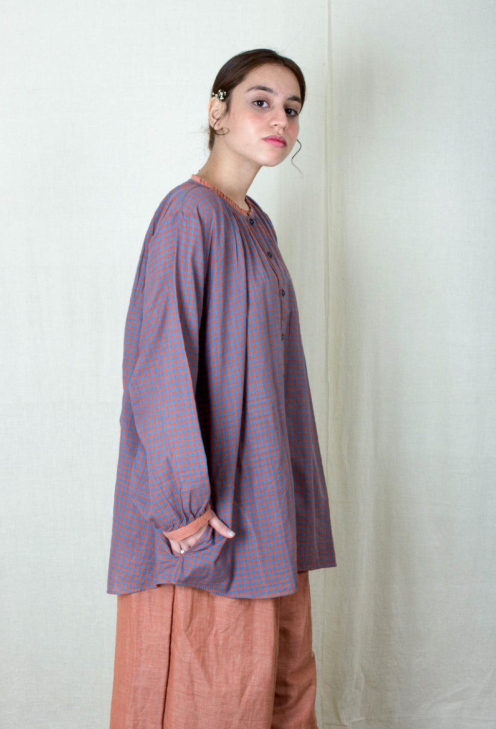 Verdant- Neck Gathered Top / Shirt - Karnam