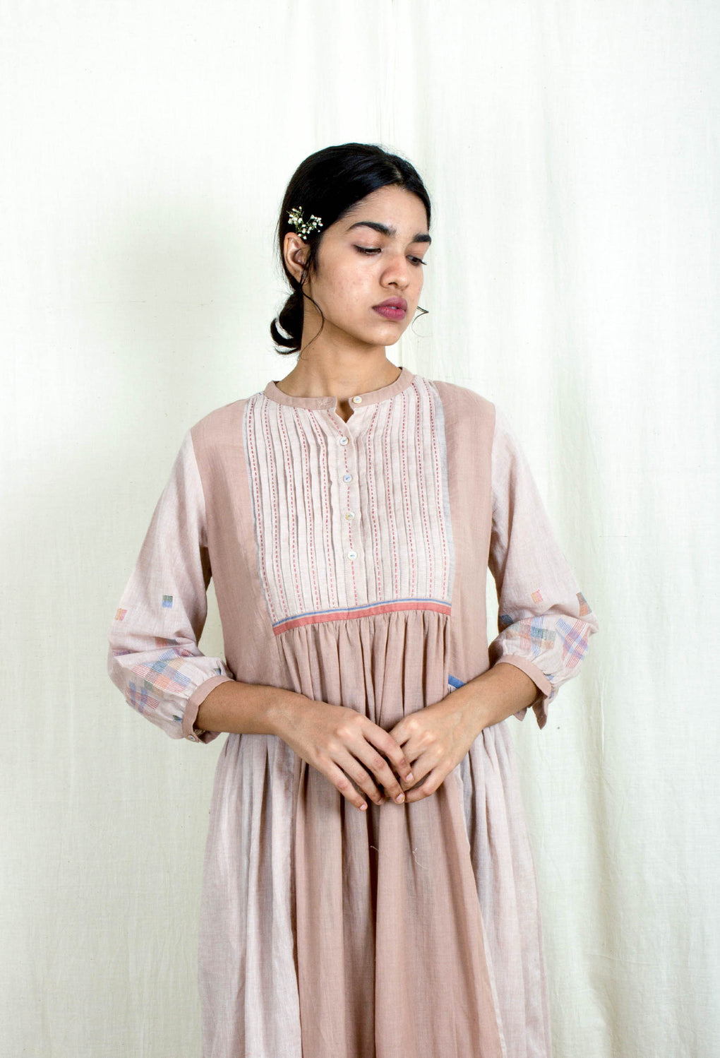 Serendipity - Mix Match Earthy Pink Jamdani Dress - Karnam