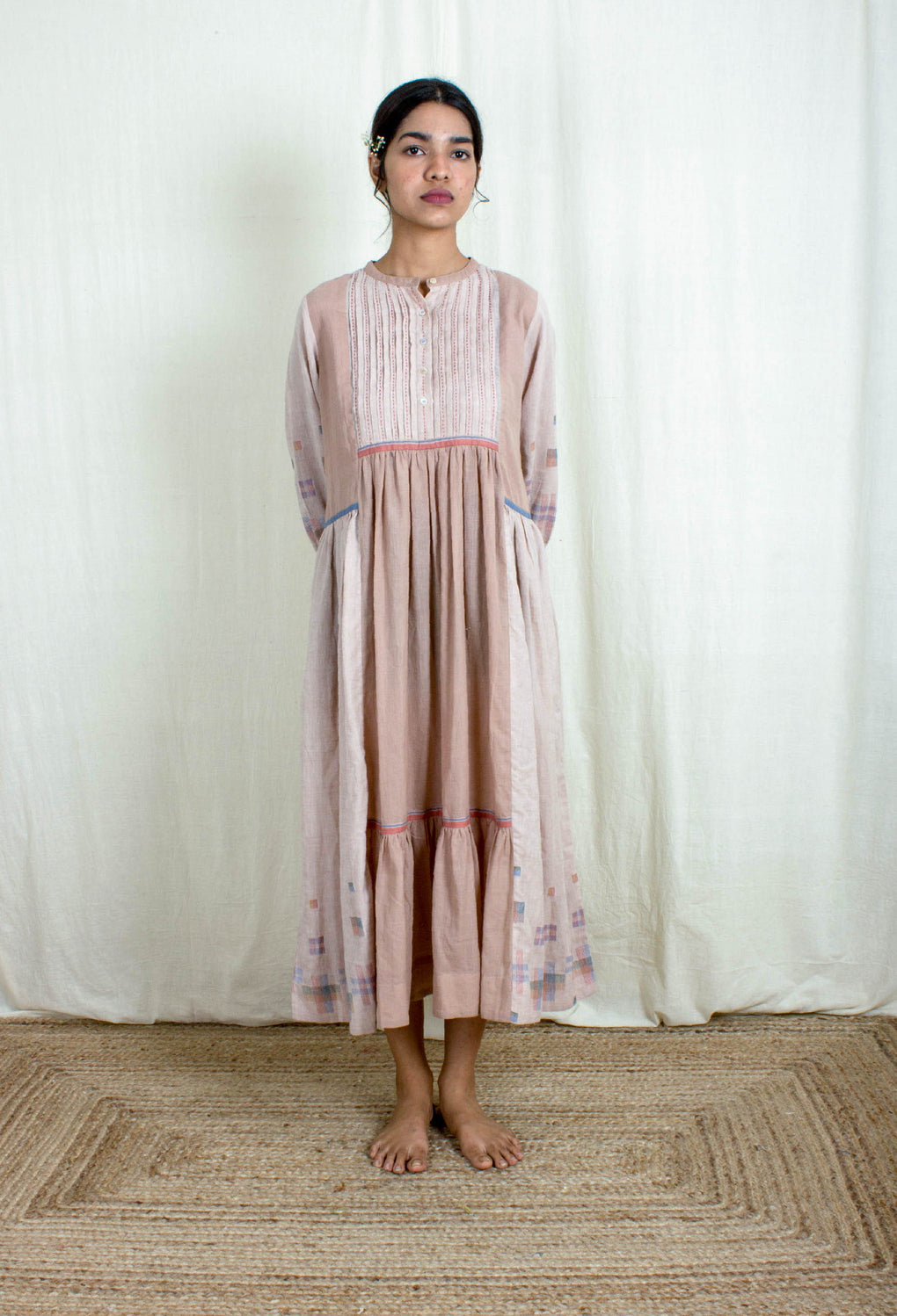 Serendipity - Mix Match Earthy Pink Jamdani Dress - Karnam