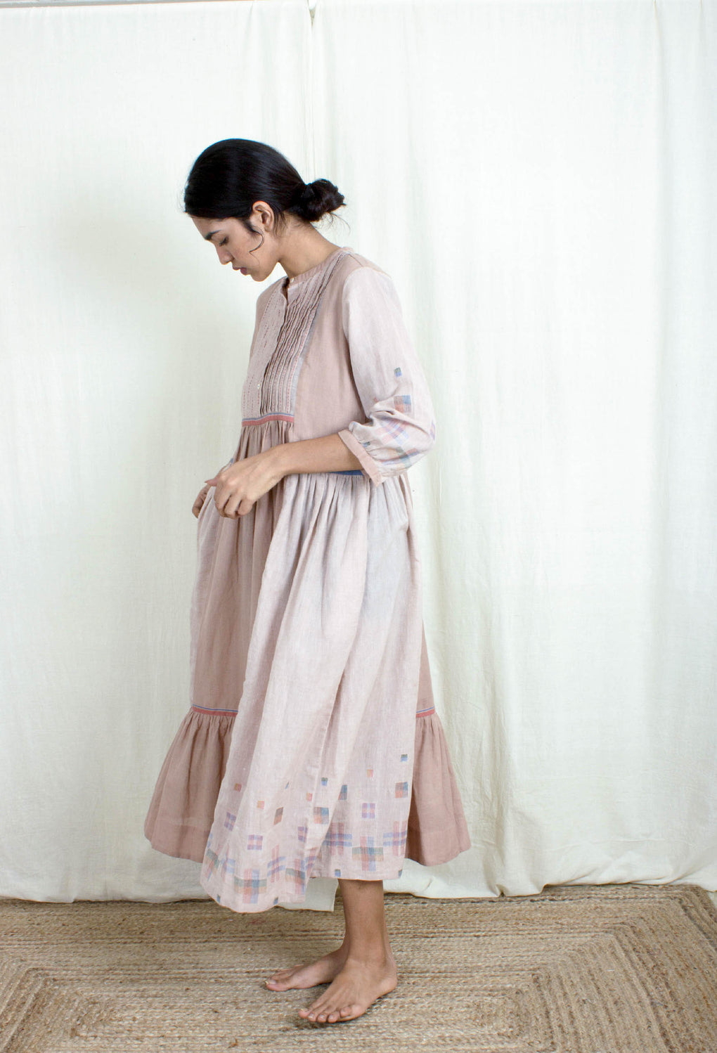 Serendipity - Mix Match Earthy Pink Jamdani Dress - Karnam