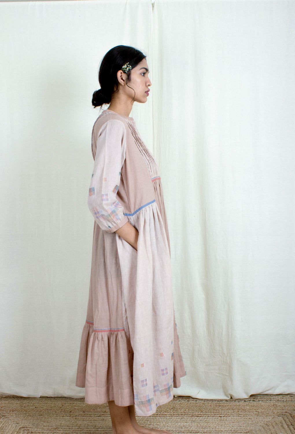 Serendipity - Mix Match Earthy Pink Jamdani Dress - Karnam