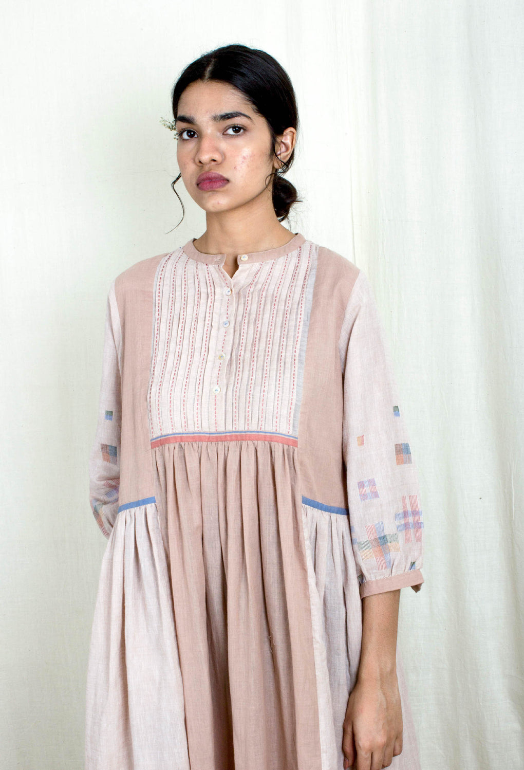 Serendipity - Mix Match Earthy Pink Jamdani Dress - Karnam