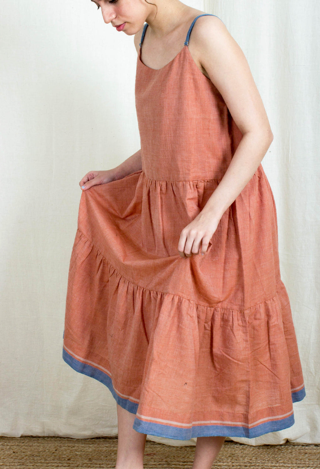 Sorin - Pink Sleeveless Selvedge Dress / Slip - Karnam