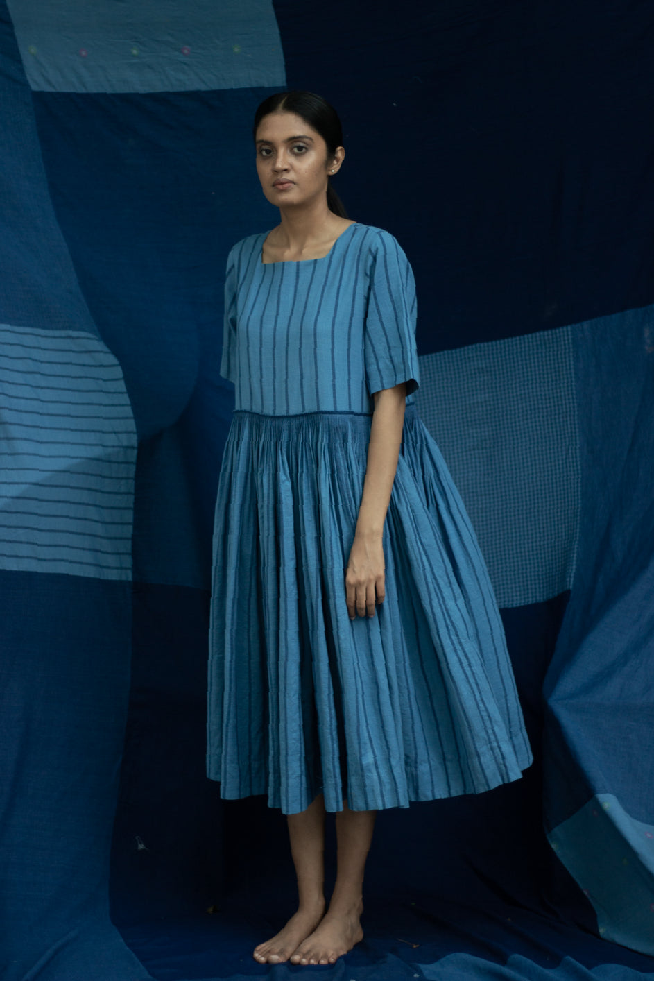 Striped heavy pleated dress - Karnam