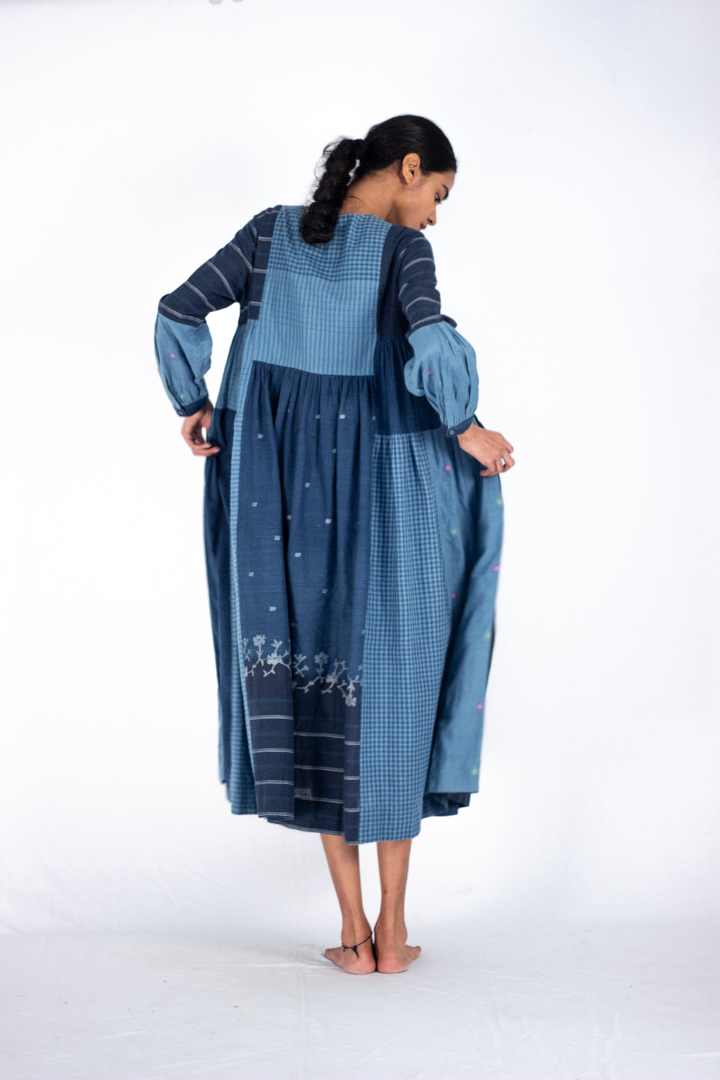 Aizome Mix and match indigo Jamadani dress - Karnam