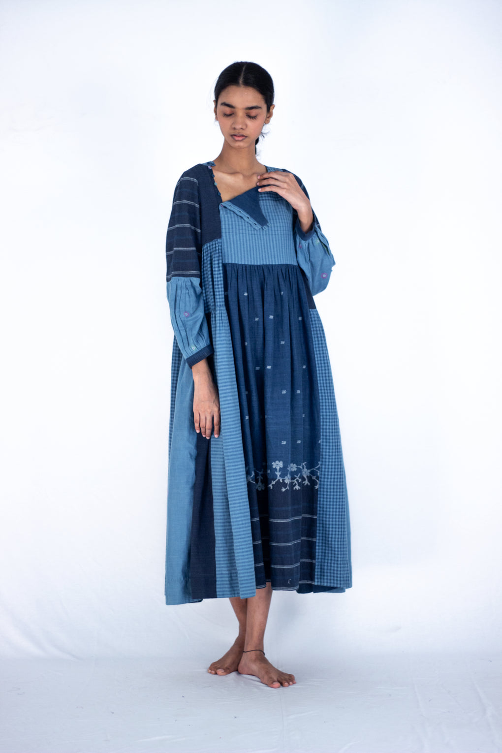 Aizome Mix and match indigo Jamadani dress - Karnam