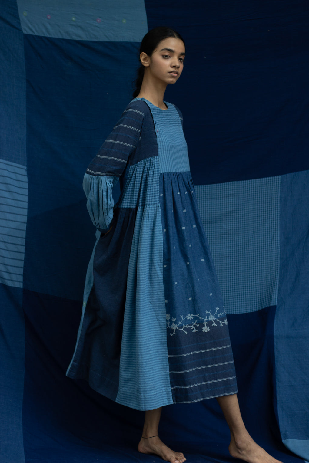 Aizome Mix and match indigo Jamadani dress - Karnam