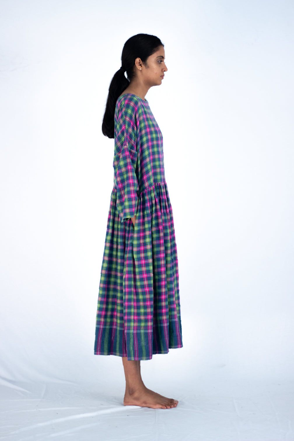 Babiana - checkered Indigo dress - Karnam