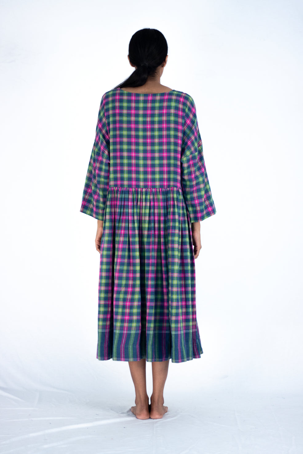 Babiana - checkered Indigo dress - Karnam