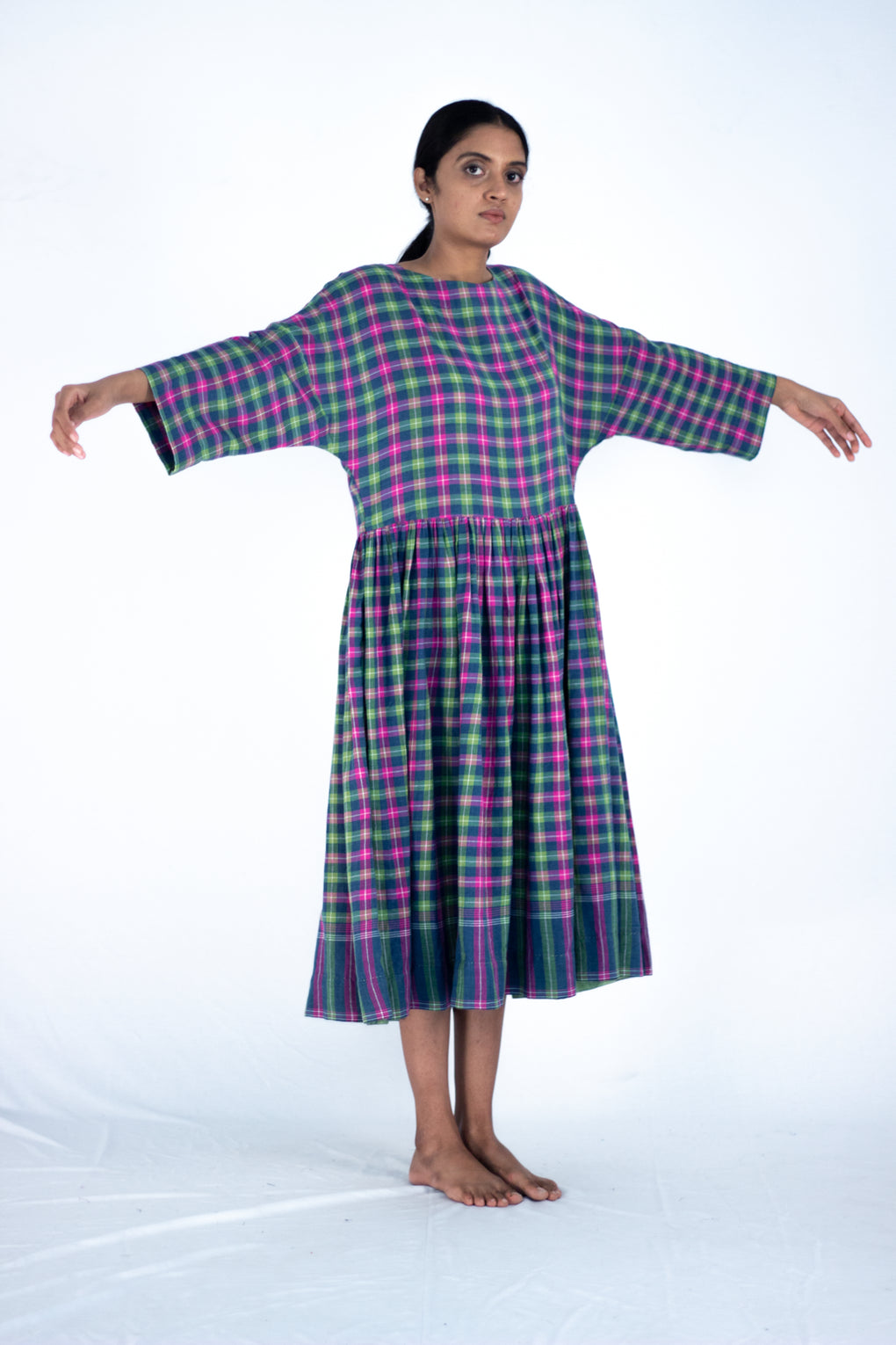 Babiana - checkered Indigo dress - Karnam