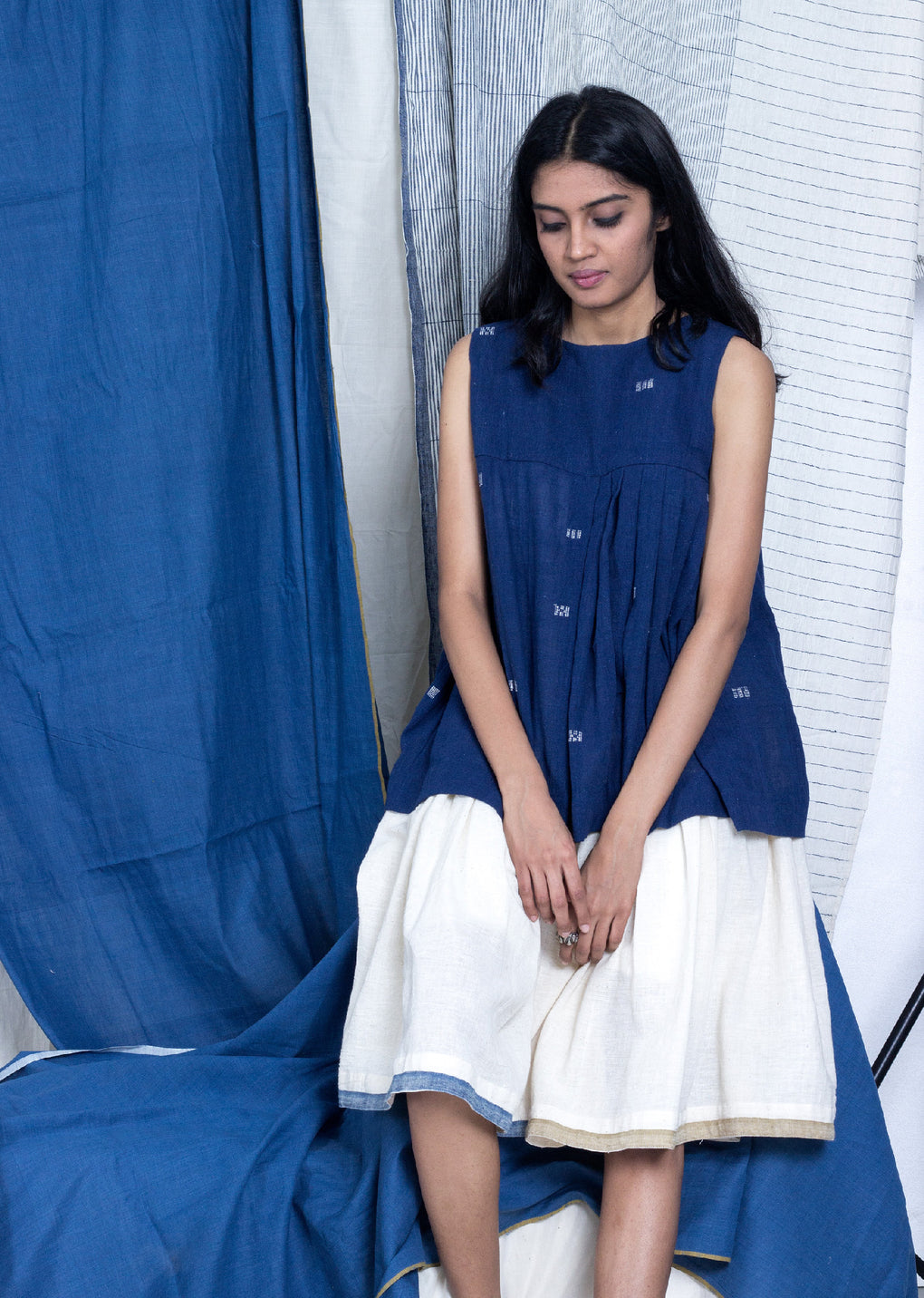 Tsurui - Sleeveless kala cotton top - Karnam