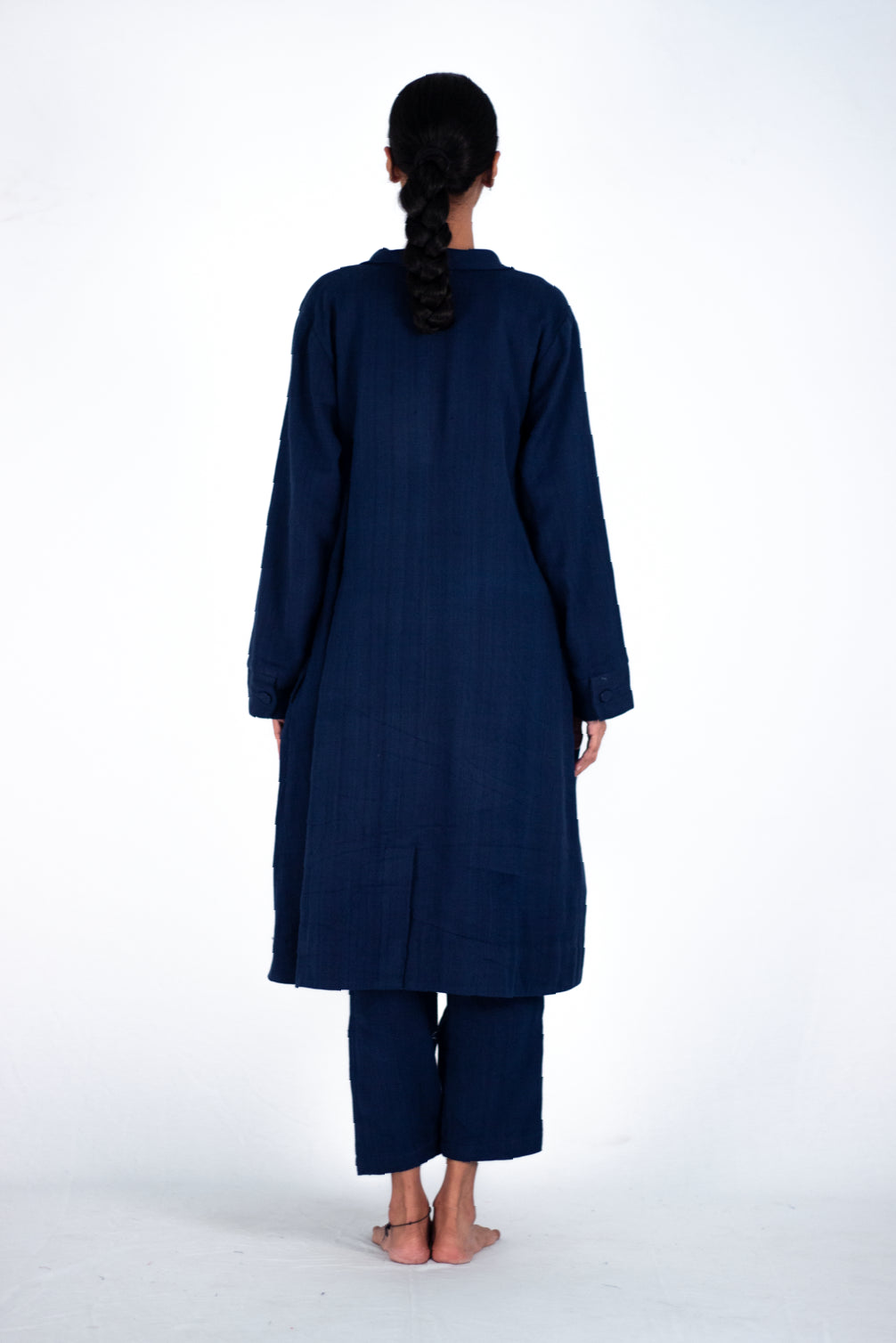 Lapis - indigo twill trench coat - Karnam