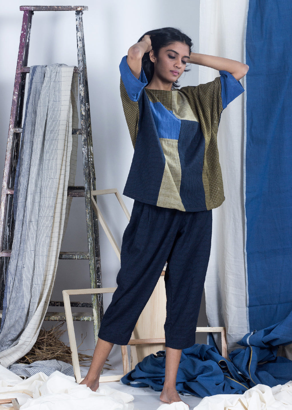 Tanohata - Mix & Match Up-cycled Kimono top & Pant - Karnam