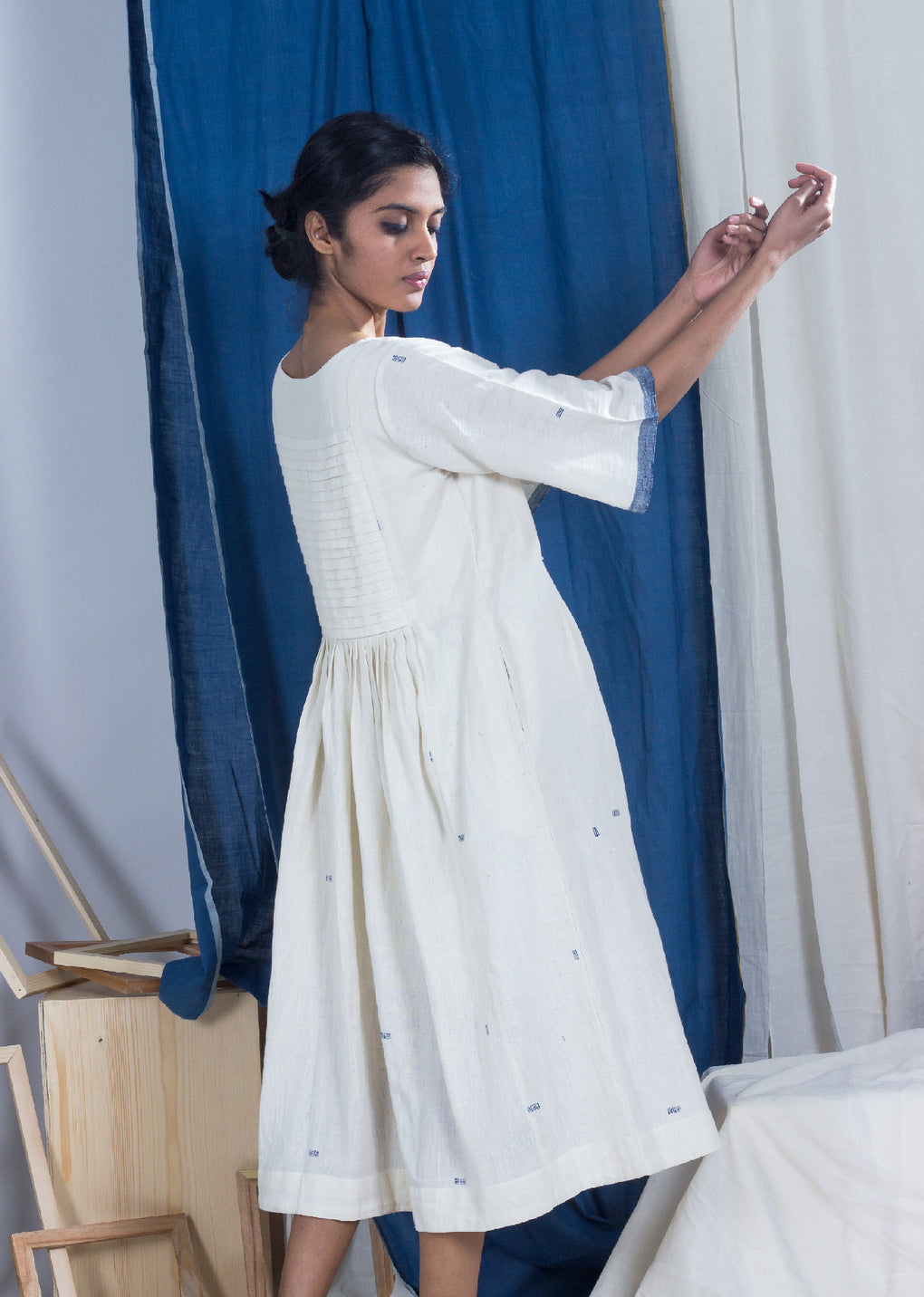 Aguni - Pleated yoke Dress - Kala cotton - Karnam