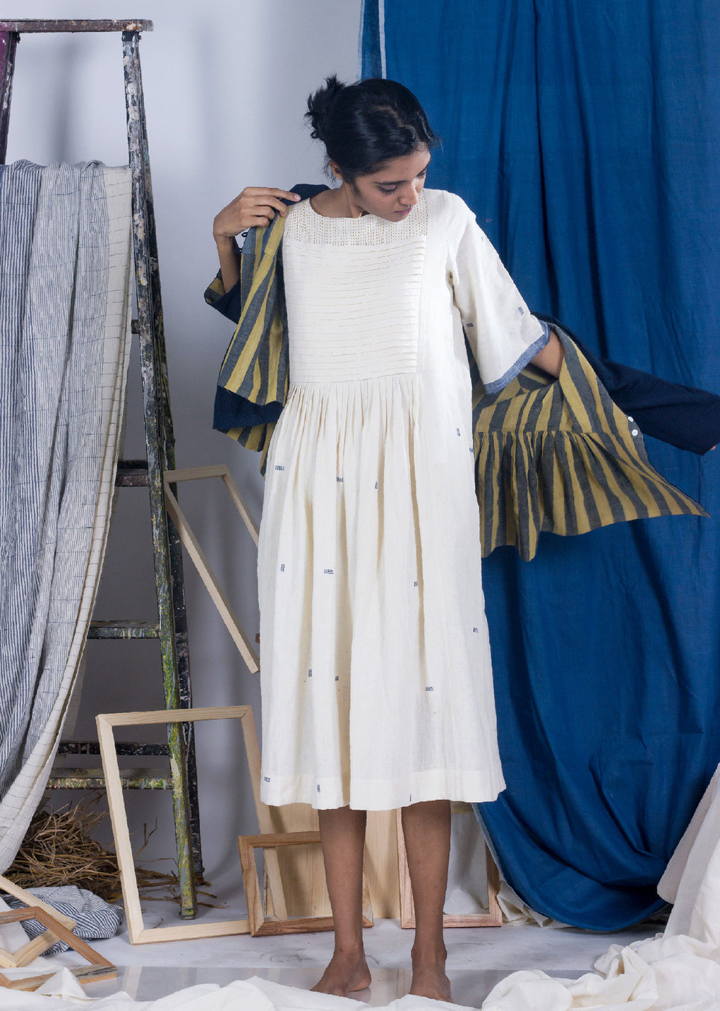 Aguni - Pleated yoke Dress - Kala cotton - Karnam