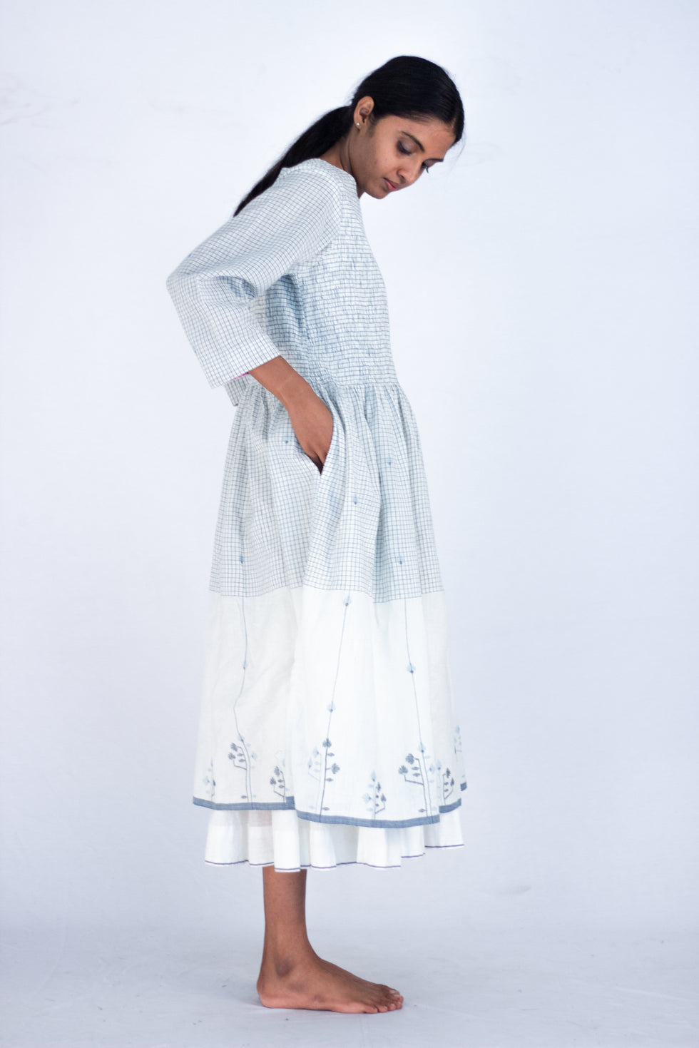 Huaca - natural white Jamdani dress - Karnam