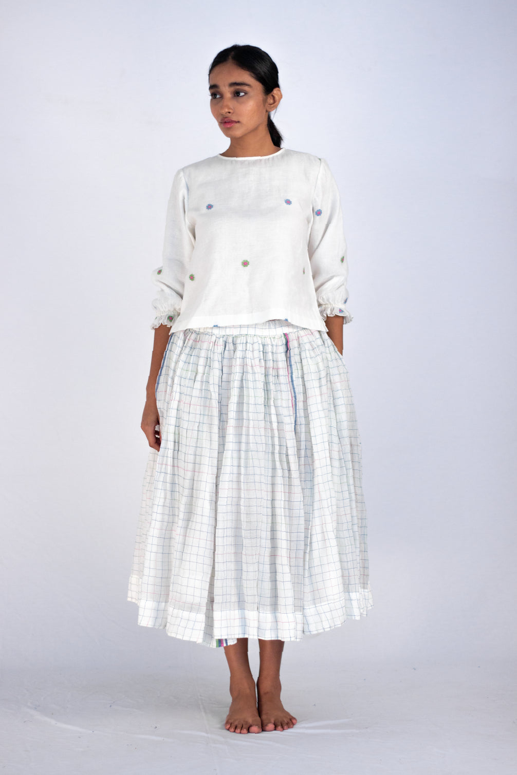 Salacca -Silk check skirt - Karnam