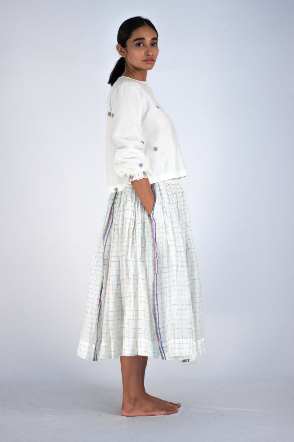 Salacca -Silk check skirt - Karnam