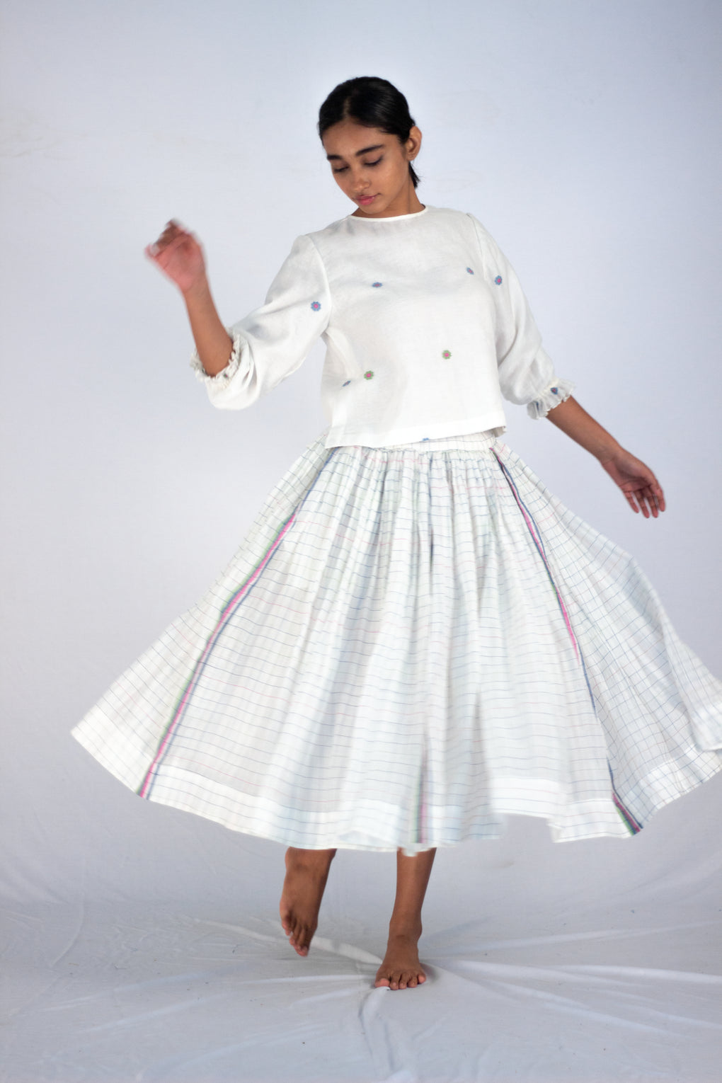 Salacca -Silk check skirt - Karnam