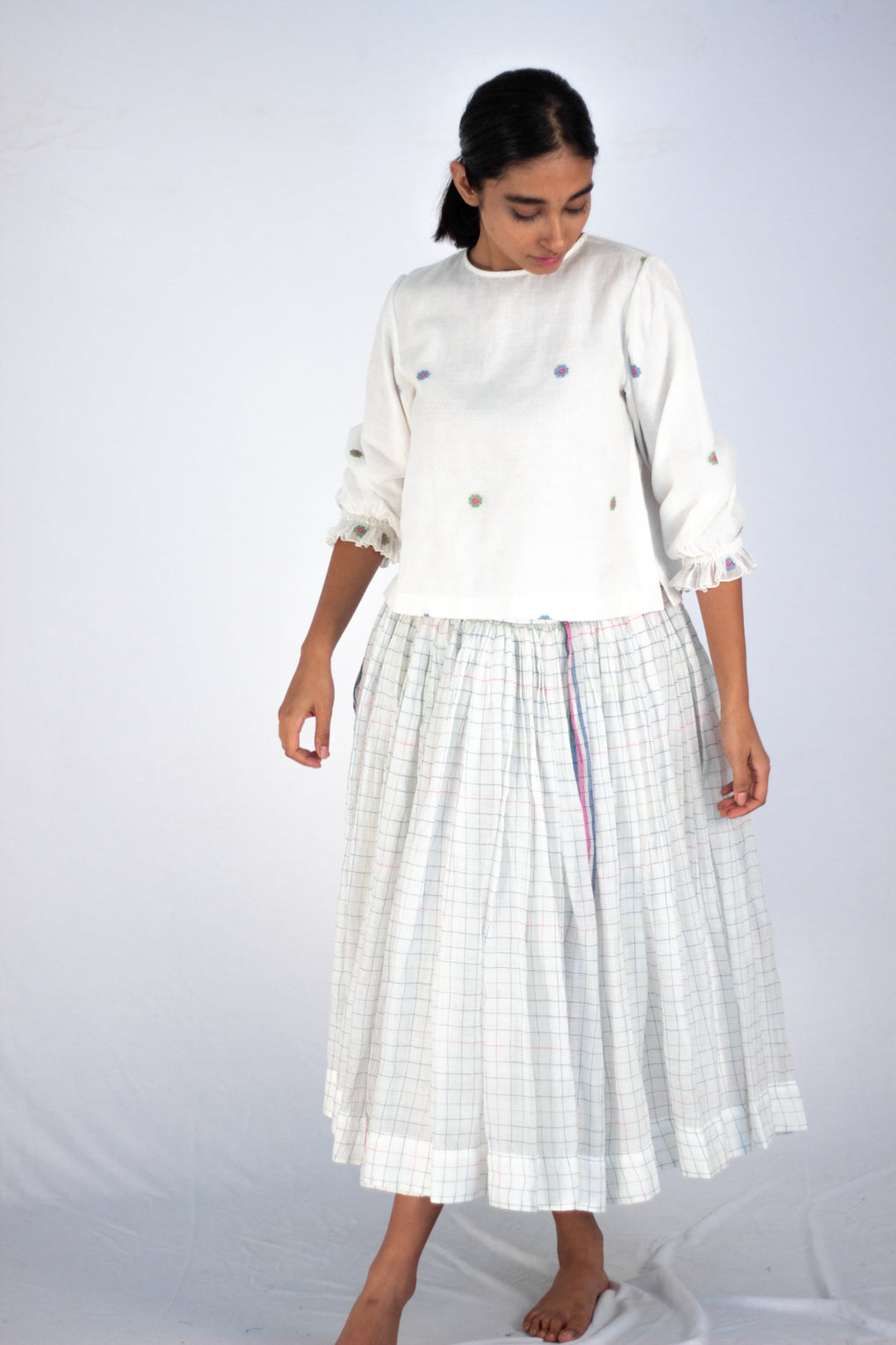 Salacca -Silk check skirt - Karnam