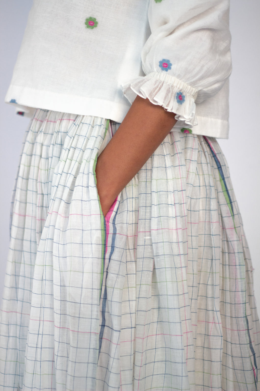 Salacca -Silk check skirt - Karnam