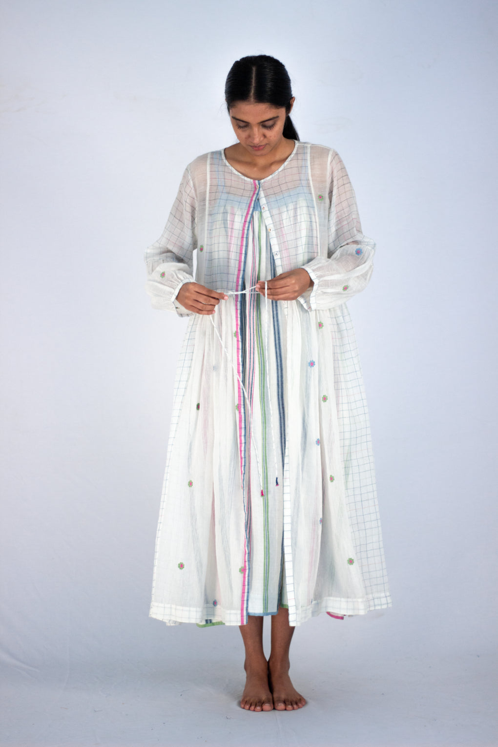 Prairie - Silk jamdani shrug dress - Karnam