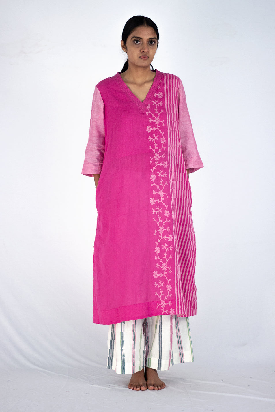 Pendula - Pink jamdani co-ord set - Karnam