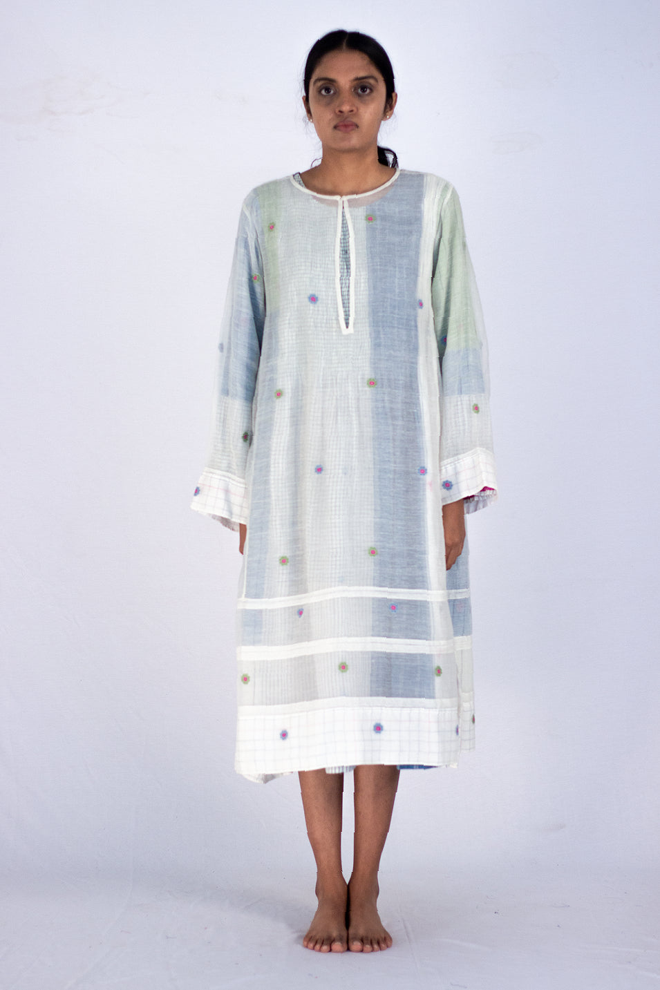 Fereae - Panelled smocked texture dress - Karnam