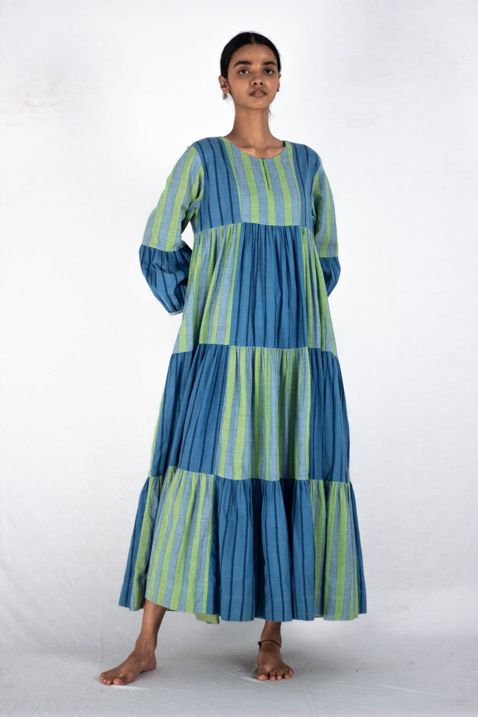 Rosids - Indigo stripe tire maxi dress - Karnam