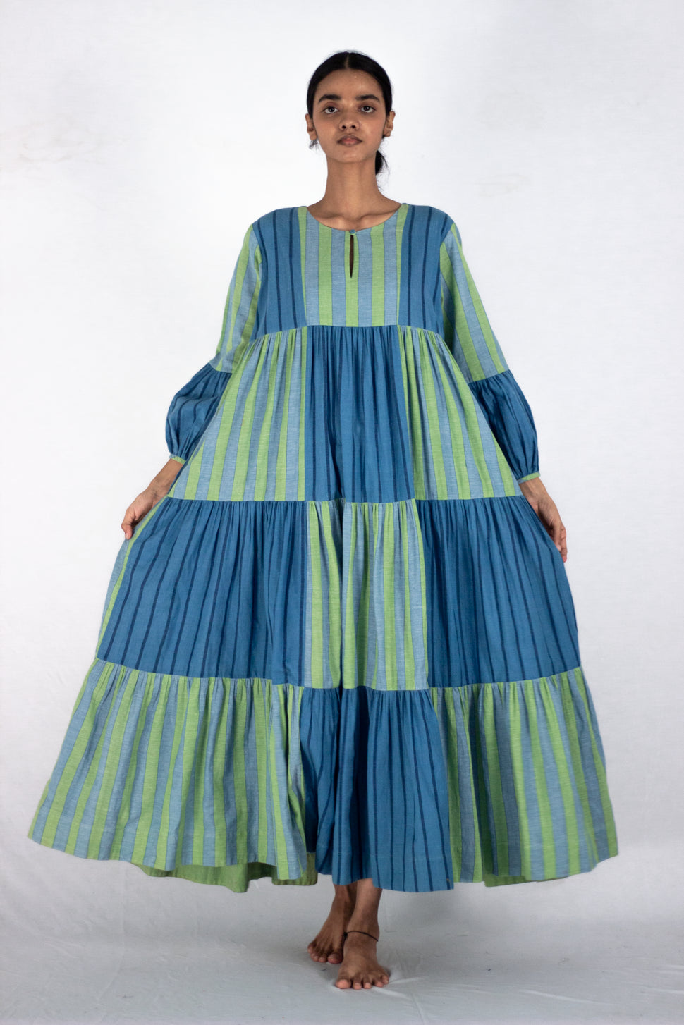 Rosids - Indigo stripe tire maxi dress - Karnam