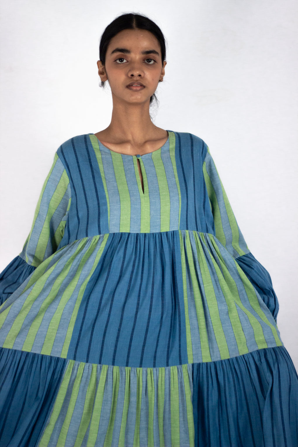 Rosids - Indigo stripe tire maxi dress - Karnam