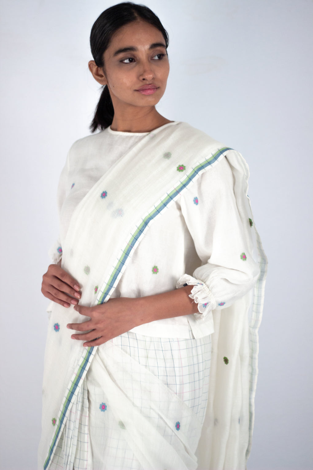 Indiennes - Silk jamdani saree - Karnam