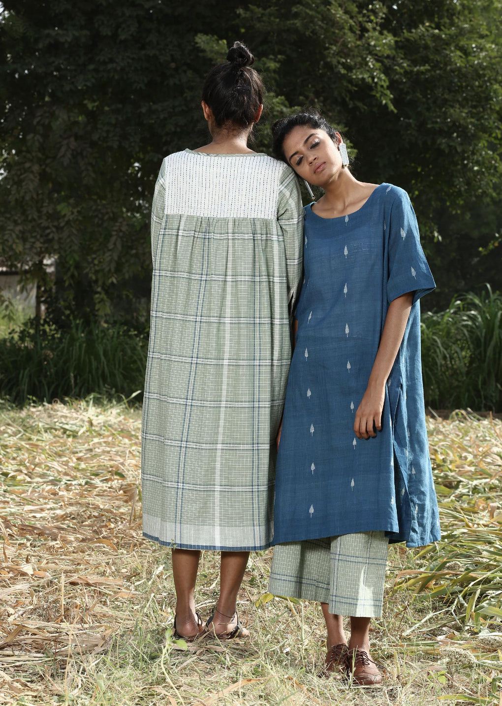 Indigo Embroidered kurta & madras check pant - Karnam